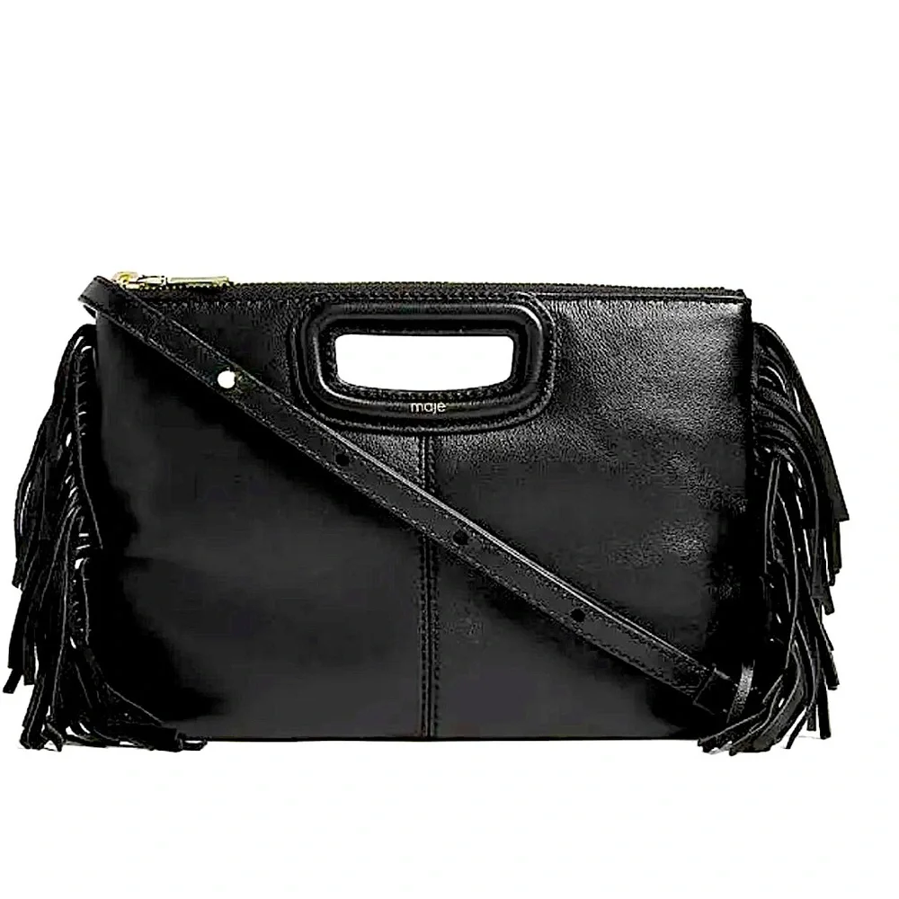 MAJE - M Duo Black Leather Crossbody / Clutch - Picture 1 of 15